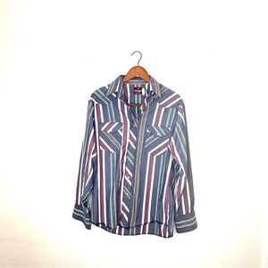 Vintage Wrangler Western Snap Shirt Men’s Medium Striped Rodeo Cowboy